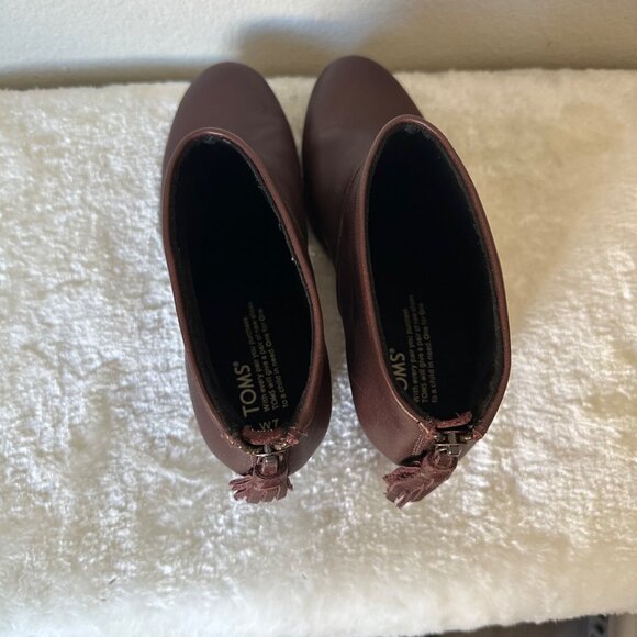 Toms Carpe Diem Ankle Boots Soft Leather Tassel Zip Back Closure Brown Sz 7 - Picture 3 of 15